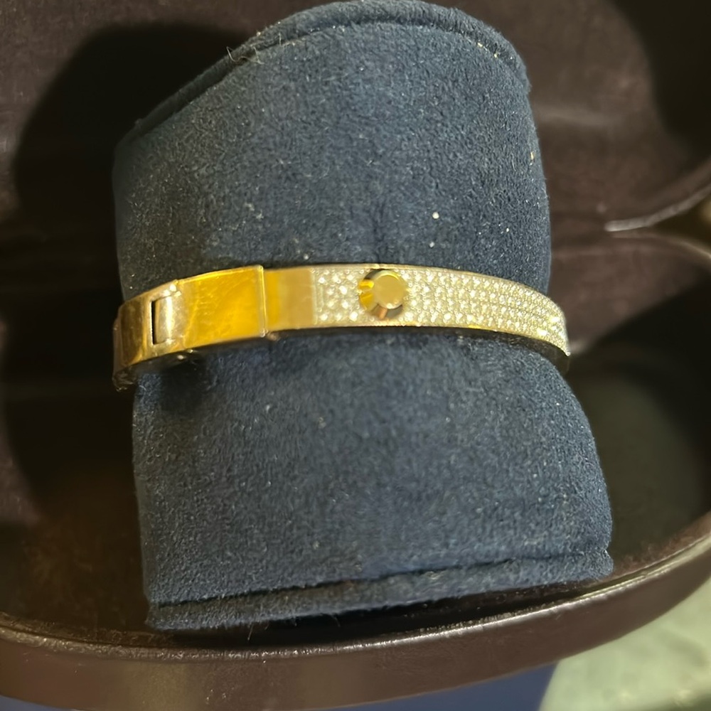 MICHAEL KORS GOLD plated‎  CRYSTAL STUD BANGLE - Picture 7 of 11